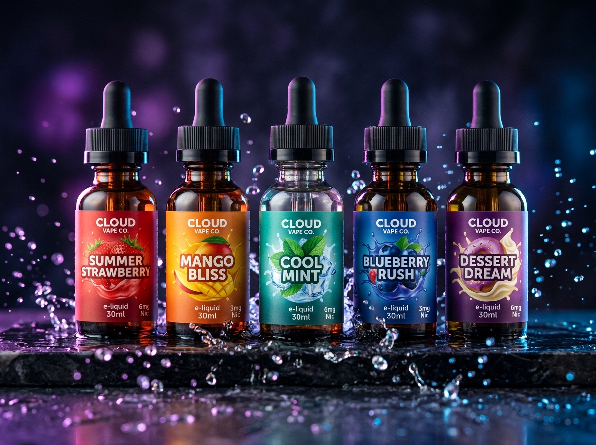 Selected vape juices salts flavors
