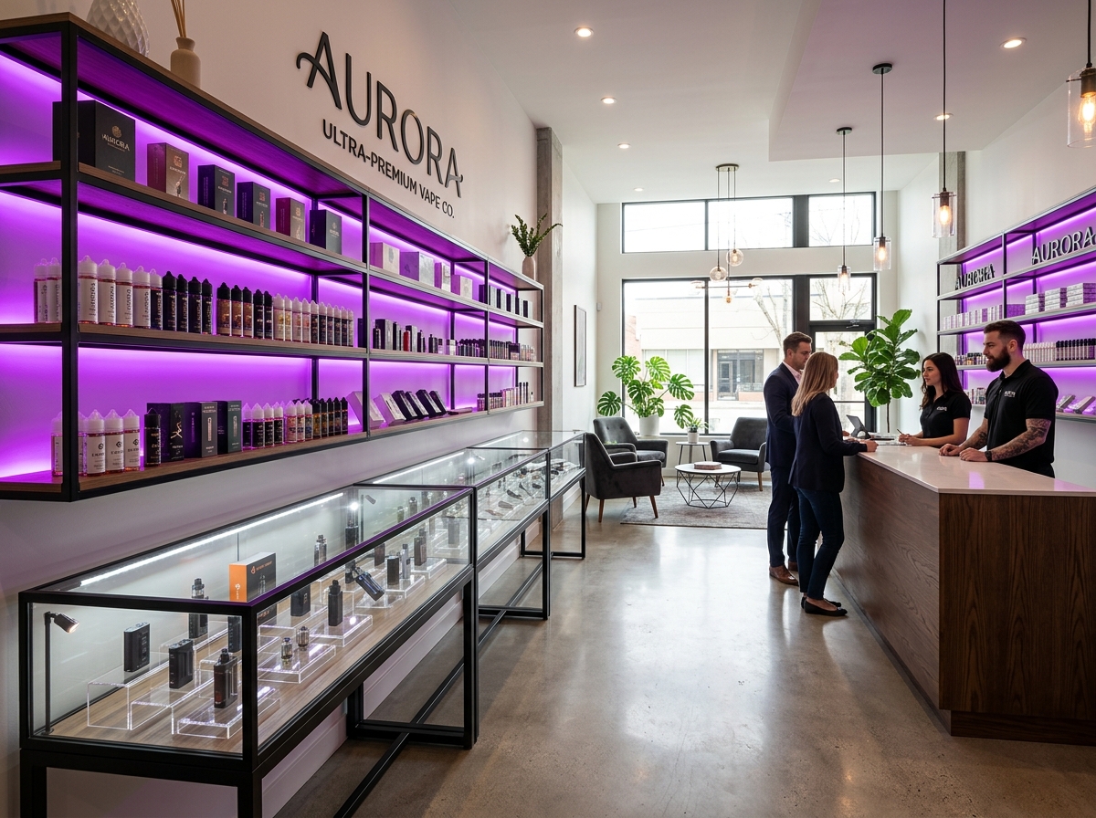 Interior view of HWY 6 Smoke clean retail store layout